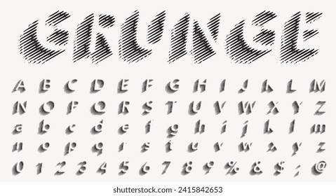 vector grunge shadow stain lines raster font