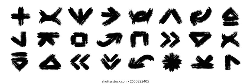 Vector Grunge shape. Collection. Hand drawn vector arrows doodle set on white background. design element vector illustration.