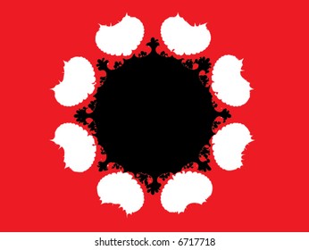 Vector grunge shapes illustration with a circle shape design in red black and white
