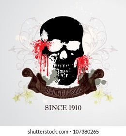 Vector Grunge Skull Background / Beautiful Soul
