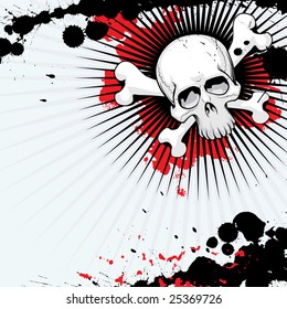 Vector grunge skull with thorns