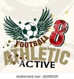 Vector Grunge Soccer Ball / Grunge Football / Athletic Active ( Even Soccer Poster Design ) / ( T-shirt Printing Design )
