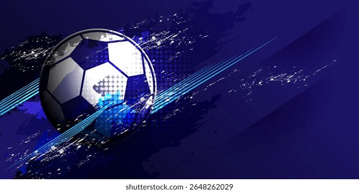 vector grunge soccer ball on blue, Soccer Template design , Football banner, Sport layout design, vector illustration