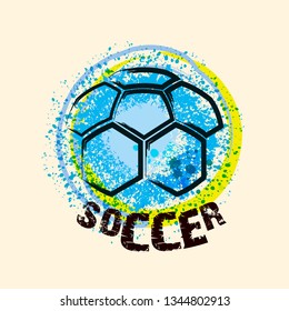 Vector Grunge Soccer Ball ( T-shirt, Poster, Banner, backdrops design ) - Vector