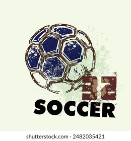 Vector Grunge Soccer Ball ( T-shirt, Poster, Banner, backdrops design )