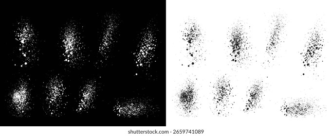 Vector grunge splash paint tinta pincel blanco y negro trazo grunge textura ilustración diseño de fondo conjunto