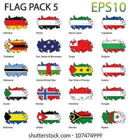 Vector Grunge Splash World Flags - Pack 5
