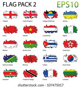 Vector Grunge Splash World Flags - Pack 2