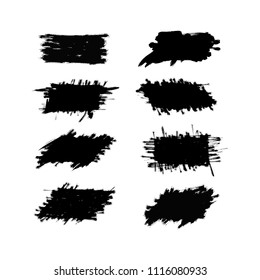 Vector grunge spot set.  Ink brush strokes. Original grunge brush paint texture. 