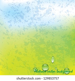 Vector grunge spring background with water drops