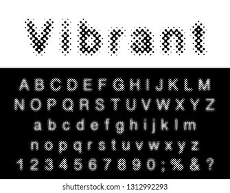 Vector Grunge Stain Dotted Old Newspapers Halftone Raster Font