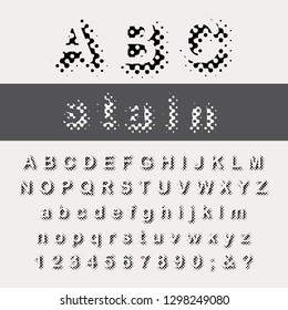 Schattenraster-Schriftart für Vektorschmutzflecken