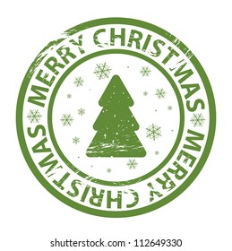 Vector grunge stamp with fir tree