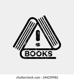 vector grunge stamp in the form of a sign of attention and books