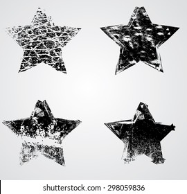Vector Grunge Star Collection . Distressed Geometric Shapes . 