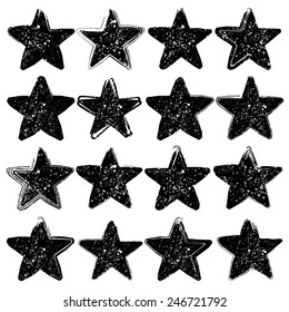 Vector grunge stars collection.  Design elements. Vintage star. Retro star.