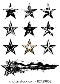 Vector grunge stars set.