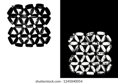 vector grunge strip triangle pattern, black and white