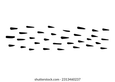 Vektorgrunge streichelt Bürste. Schwarzer Fleck, Tinte, Pinselstrich. Ein schmutziges, handgezeichnet gezeichnetes Element einzeln auf weißem Hintergrund. Wiederholen Sie den Pinselstrich, den Abstrich, den Punkt. Vektorgrafik