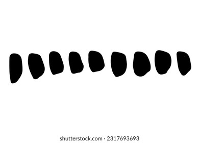 Vector grunge strokes brush. Black stain, ink, line brush image. A dirty artistic hand-drawn element isolated on white background. Repeat paintbrush touch, smear, blot, dot. Vector stock illustration