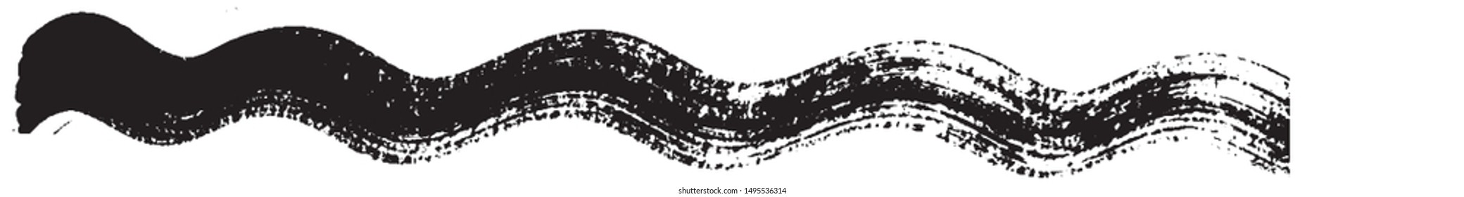 Vector grunge style brush. The paint stroke on white background. Abstract line. The ink spot