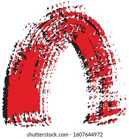 Vector grunge style brush. The paint stroke on white background. Abstract line. The ink spot