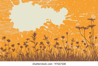 Tarjeta de negocios con flores de prado estilo gruns vectorial
