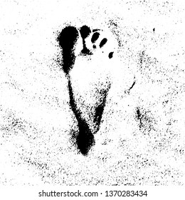 Vector grunge style human footprint on sand for your design