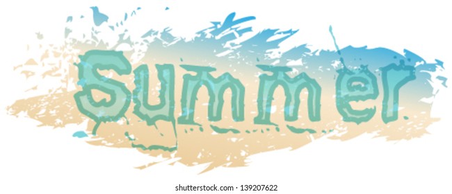 Vector grunge style summer text in the sand