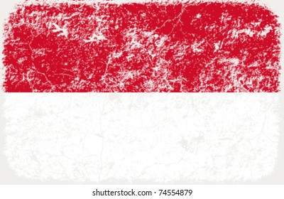 vector grunge styled flag of Indonesia