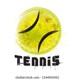 Vector Grunge Tennis Ball ( T-shirt, Poster, Banner, backdrops design )
