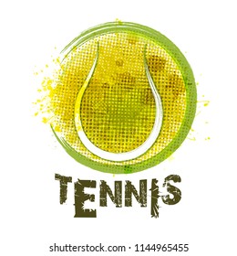 Vector Grunge Tennis Ball ( T-shirt, Poster, Banner, backdrops design )