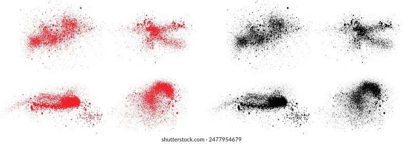 Vektorgrafik Grunge Textur Schwarz und Rot Farbe Blut Illustration Pinsel Strich Set. Ink Splatter Grunge Banner Hintergrund