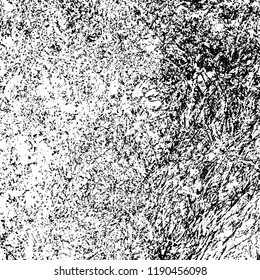 Vector grunge texture is black and white. Dark abstract monochrome background. Pattern of cracks, scuffs, chips, scratches. Old vintage surface