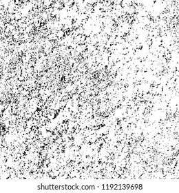 Vector grunge texture is black and white. Dark abstract monochrome background. Pattern of cracks, scuffs, chips, scratches. Old vintage surface