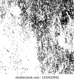 Vector grunge texture is black and white. Dark abstract monochrome background. Pattern of cracks, scuffs, chips, scratches. Old vintage surface