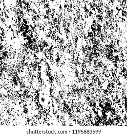 Vector grunge texture is black and white. Dark abstract monochrome background. Pattern of cracks, scuffs, chips, scratches. Old vintage surface