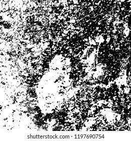 Vector grunge texture is black and white. Dark abstract monochrome background. Pattern of cracks, scuffs, chips, scratches. Old vintage surface