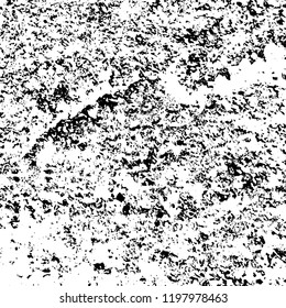 Vector grunge texture is black and white. Dark abstract monochrome background. Pattern of cracks, scuffs, chips, scratches. Old vintage surface