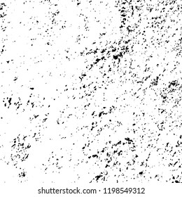 Vector grunge texture is black and white. Dark abstract monochrome background. Pattern of cracks, scuffs, chips, scratches. Old vintage surface