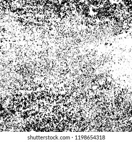 Vector grunge texture is black and white. Dark abstract monochrome background. Pattern of cracks, scuffs, chips, scratches. Old vintage surface