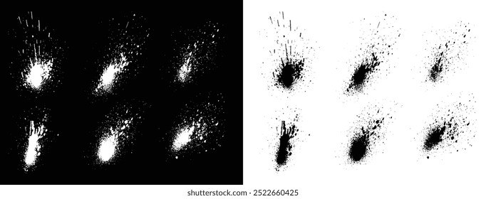 Vector grunge textura negro y blanco decoración de la sangre aislado pincel trazo de fondo colección
