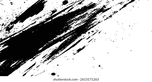 Vector grunge texture. Grunge black and white texture of black brush strokes on white paper or background. A black and white painting with a brush stroke white background.