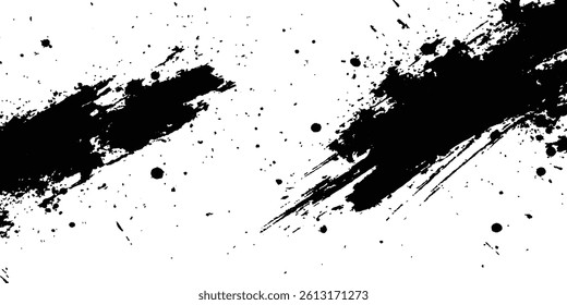 Vector grunge texture. Grunge black and white texture of black brush strokes on white paper or background. A black and white painting with a brush stroke white background.
