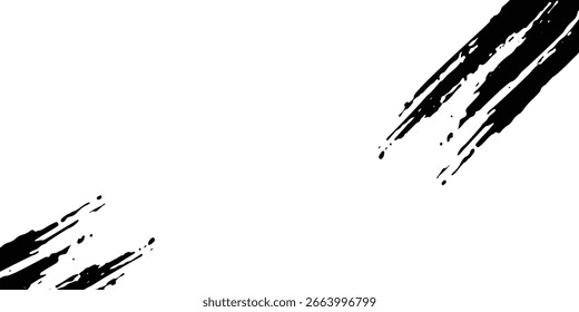 Vector grunge texture. Grunge black and white texture of black brush strokes on white paper or background. A black and white painting with a brush stroke white background.