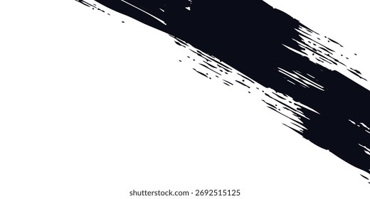 Textura grunge de Vector. Grunge textura en blanco y negro de pinceladas negras sobre papel blanco o fondo. Una pintura en blanco y negro con una pincelada de fondo blanco.