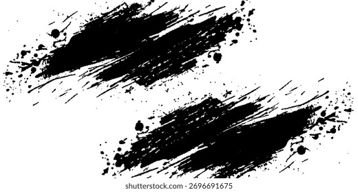 Textura grunge vetorial. Textura em preto e branco grunge de pinceladas pretas sobre papel branco ou fundo. Uma pintura em preto e branco com um plano de fundo branco com traçado de pincel.