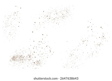 Vector grunge texture cocoa chocolate powder stardust particles background design set