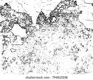 Vector grunge texture. Cracked plaster on the wall.