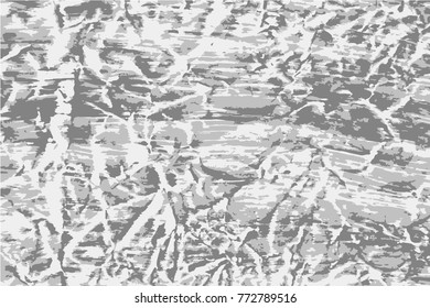 Vector grunge texture of crumpled paper with chaotic fractures medium size.